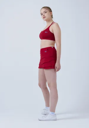 Tulip Tennis Skort with pockets, bordeaux red Detachable Tie