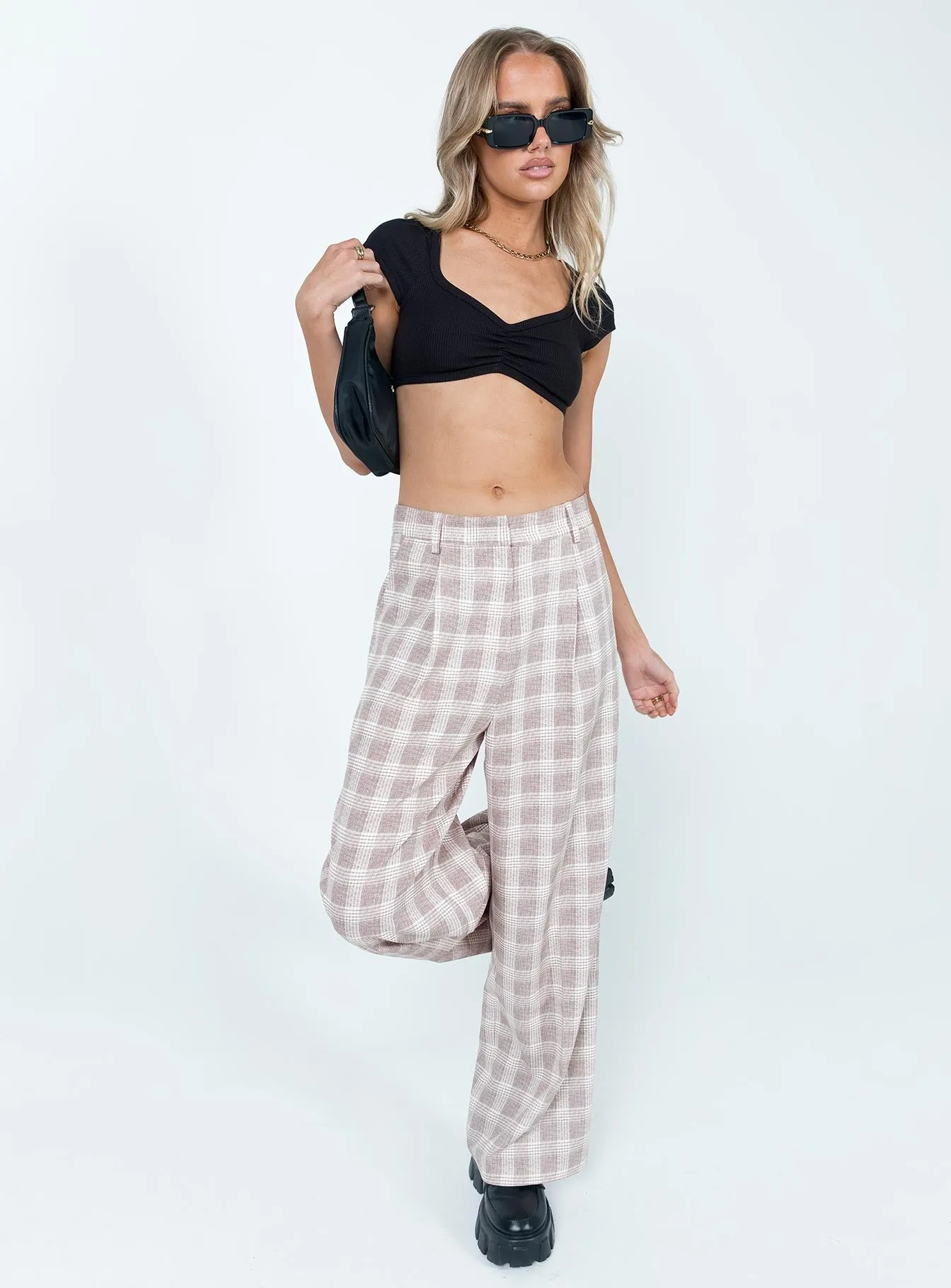 No Wrinkle FadeResistant Mulholland Pants Beige Plaid