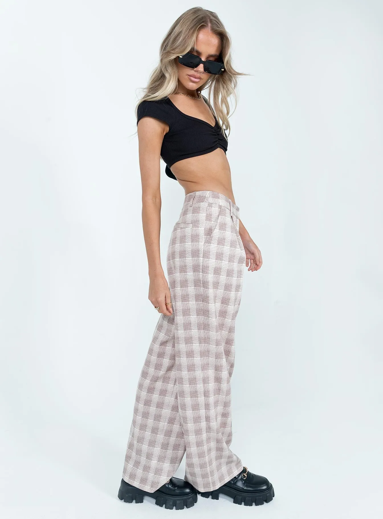 No Chafe Mulholland Pants Beige Plaid