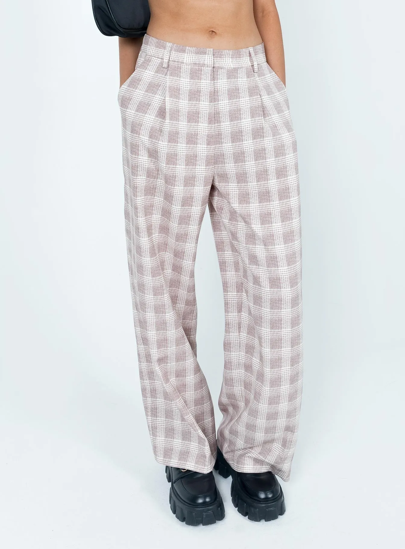 GussetedCrotch Mulholland Pants Beige Plaid