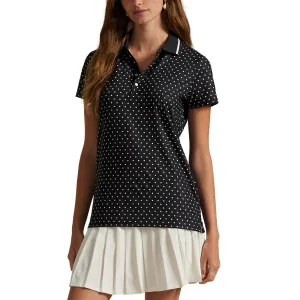 RLX Ralph Lauren Women's Printed Lightweight Airflow Golf Shirt - Polo Black Polka Dot Seasonal Style Lightweight Fabric