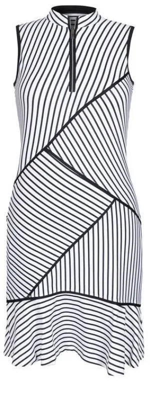 Timeless Touch Invisible-Zip New Tail Activewear White & Black Striped Golf Dress Size S. MSp$93