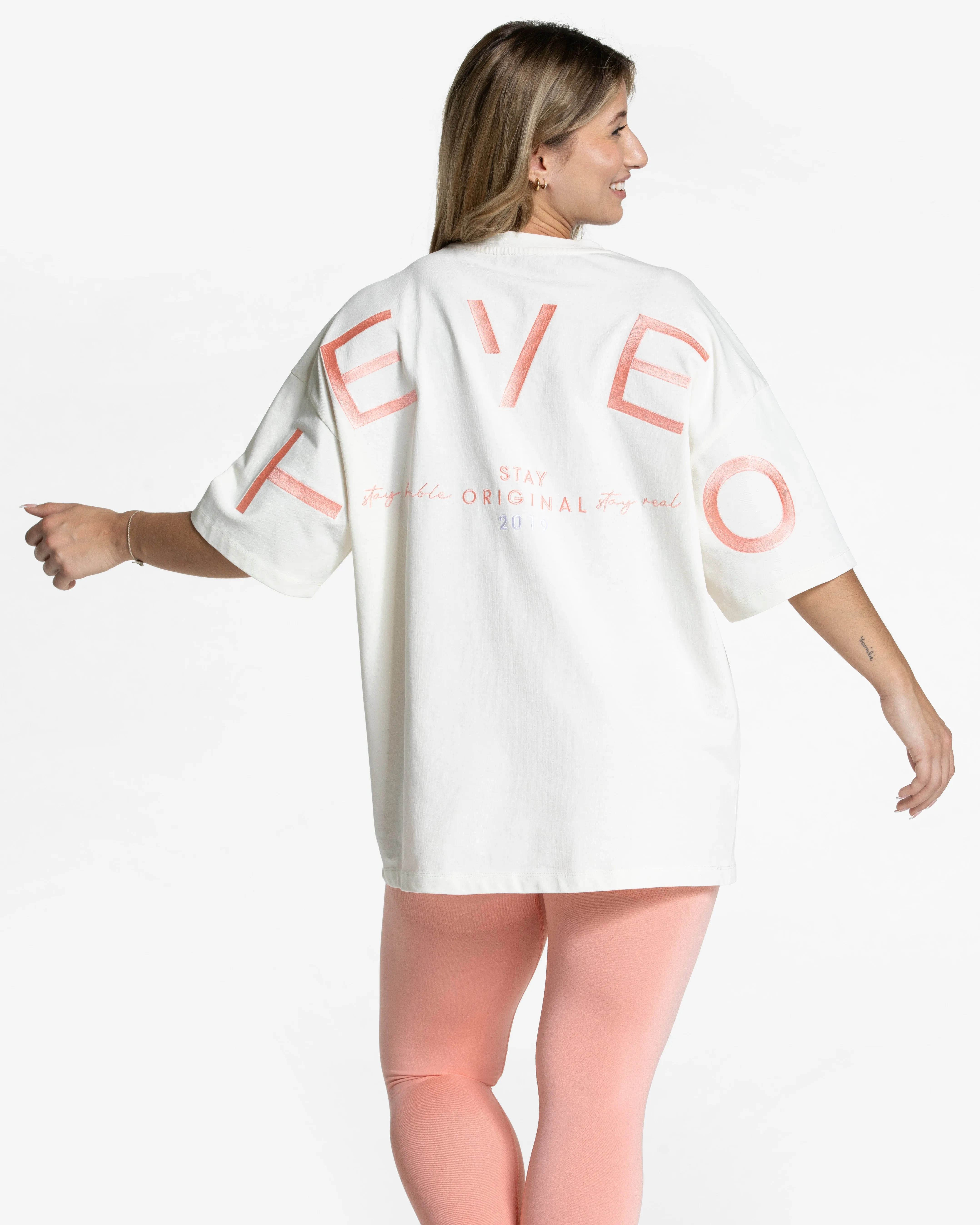 Chilly Day Wear short sleeved Signature Oversized T-Shirt "Peach"