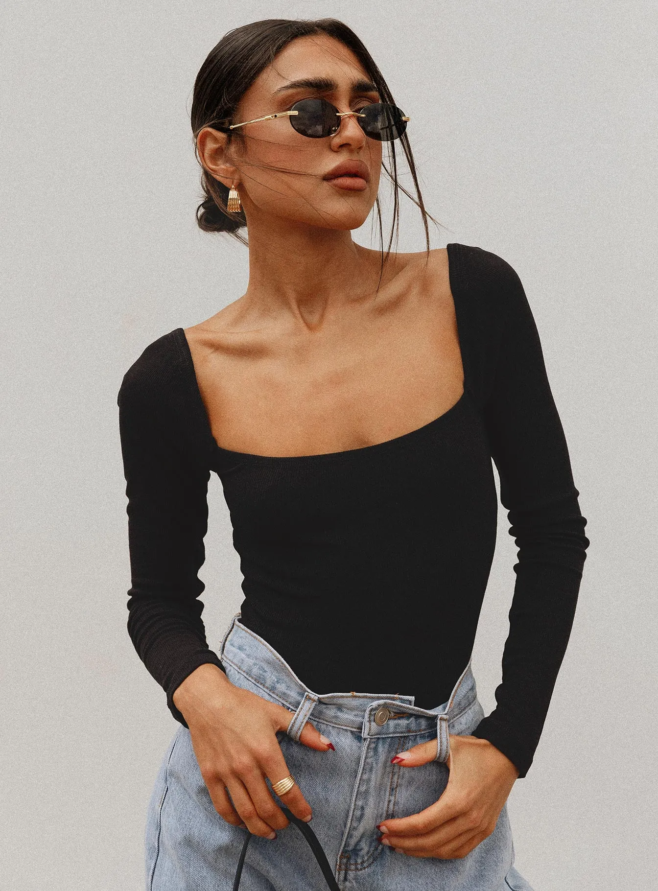 Charlotte Bodysuit Black Tall breathable bodysuit
