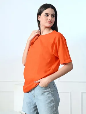 Timeless 100% Cotton Solid T-shirt - Orange Anti Pilling Treatment