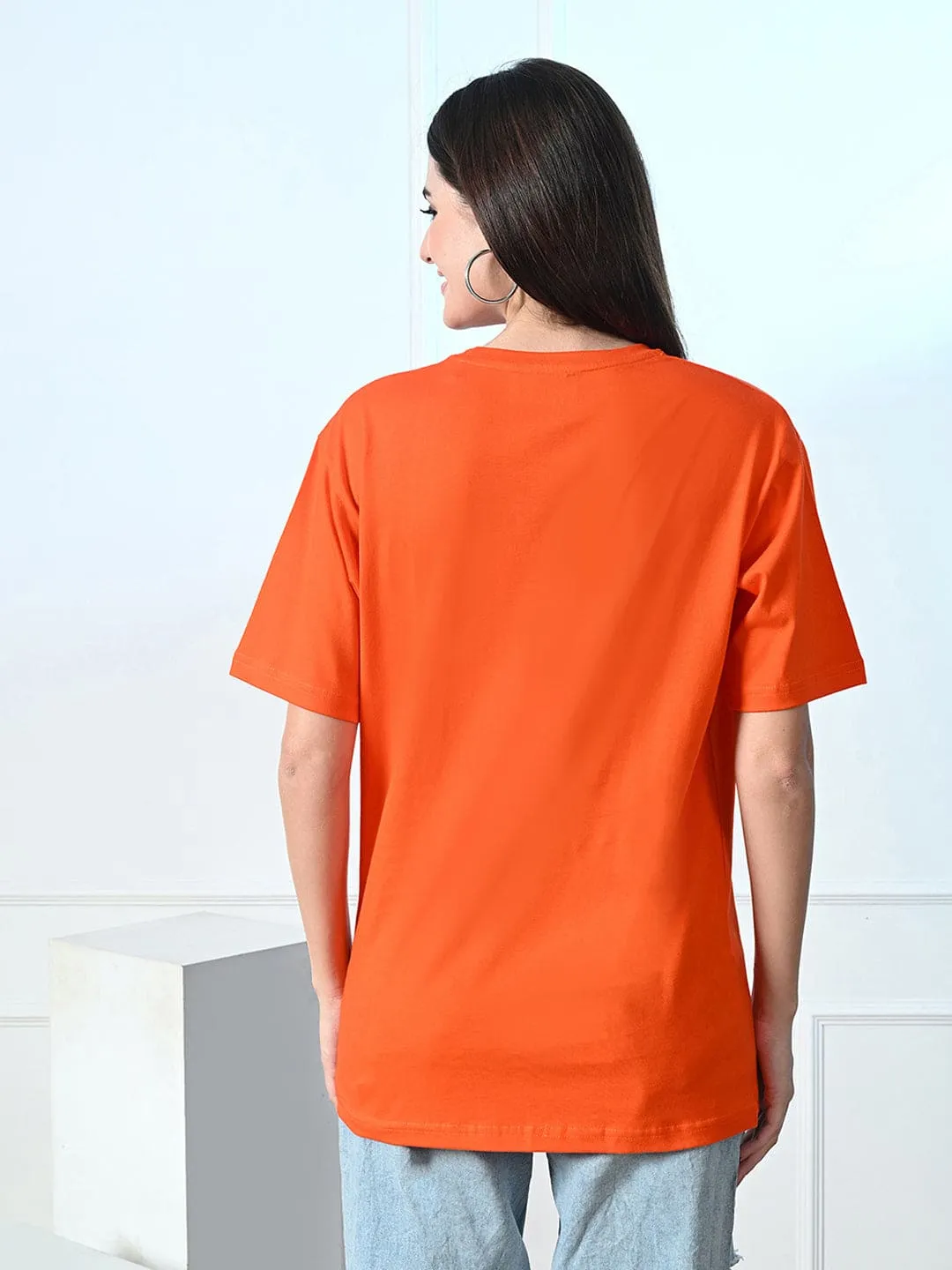 Streetwear ZeroDistressFinish Timeless 100% Cotton Solid T-shirt - Orange