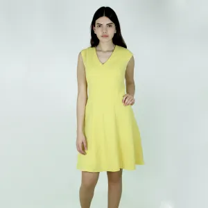 Women's Textured Flare Dress,Yellow Office Fit