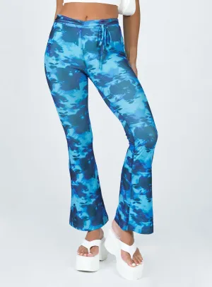 Allen Floral Flare Pants Blue Active Performance Stylish Layers