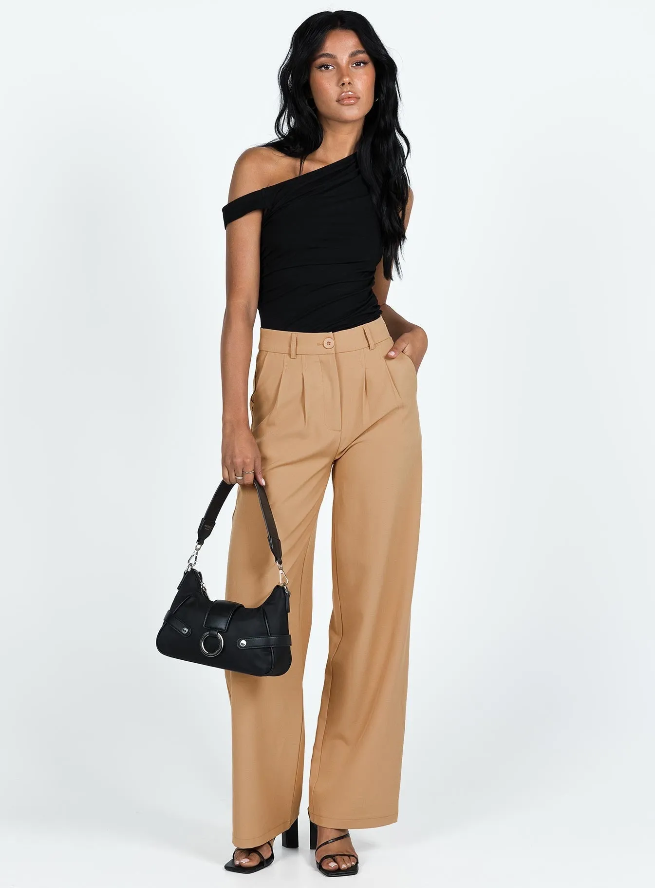 Archer Pants Camel Sleek Waist StretchMaterial