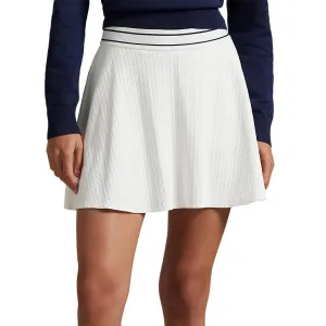 RLX Ralph Lauren Women's Active Cable Knit A-Line Golf Skort - Ceramic White/Refined Navy Multi light texture Adjustable Fastening