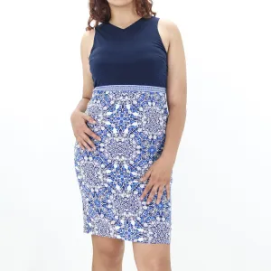 Unisex Option Minimalist Look Women's Sleeveless Medallion Sheath Dress,Navy