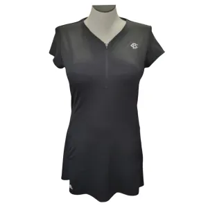 Winter Layering Summer Soft New Adidas 1/4 Zip Jacquard Black Short Sleeve Golf Dress w/ Logo  Size L MSP$99