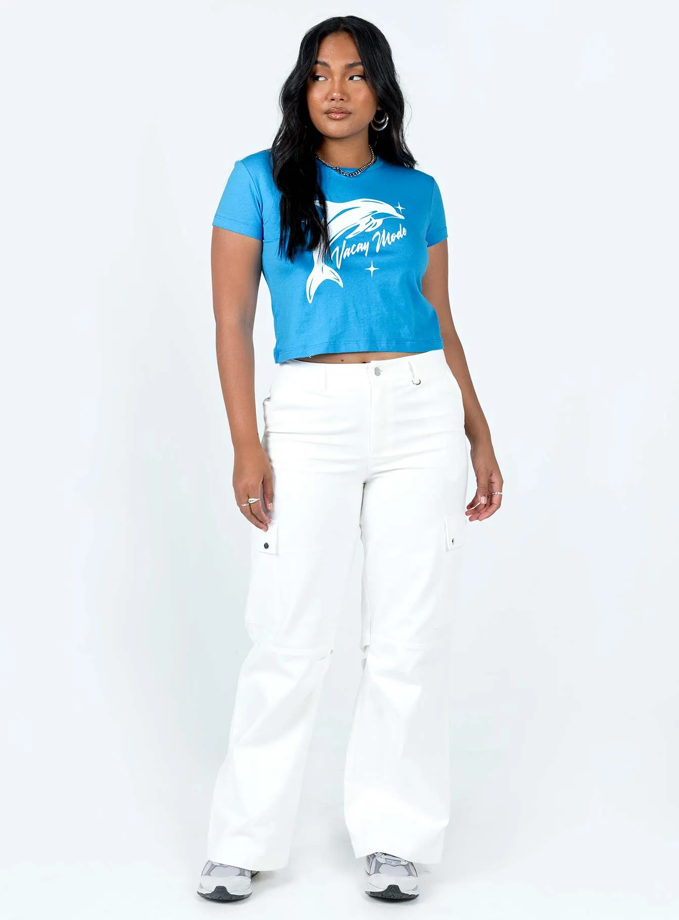 Moisture Control Fabric Vacay Mode Tee Blue