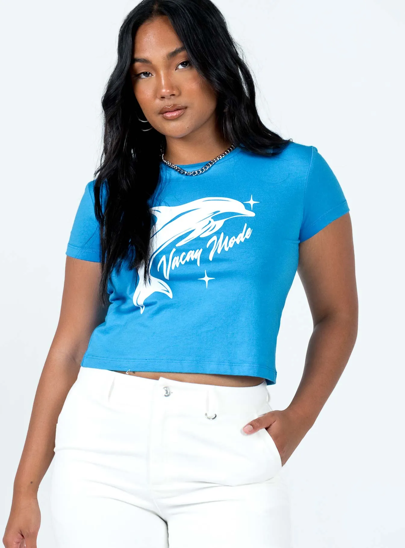 Active Lifestyle print design Vacay Mode Tee Blue
