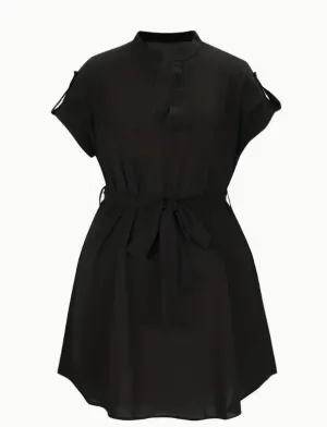 V-neck Short Sleeve Dress With Belt Summer Fashion Bowknot Dresses For Women Clothing Smooth Drape