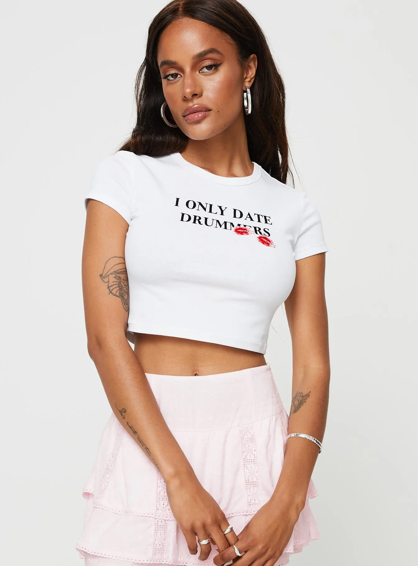 Drummers Baby Tee White Anti Shrinkage Treatment Lightweight Design