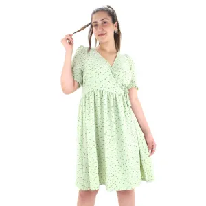 Women's Floral Tie Side Oversized Dress,Light Green Subtle Texture