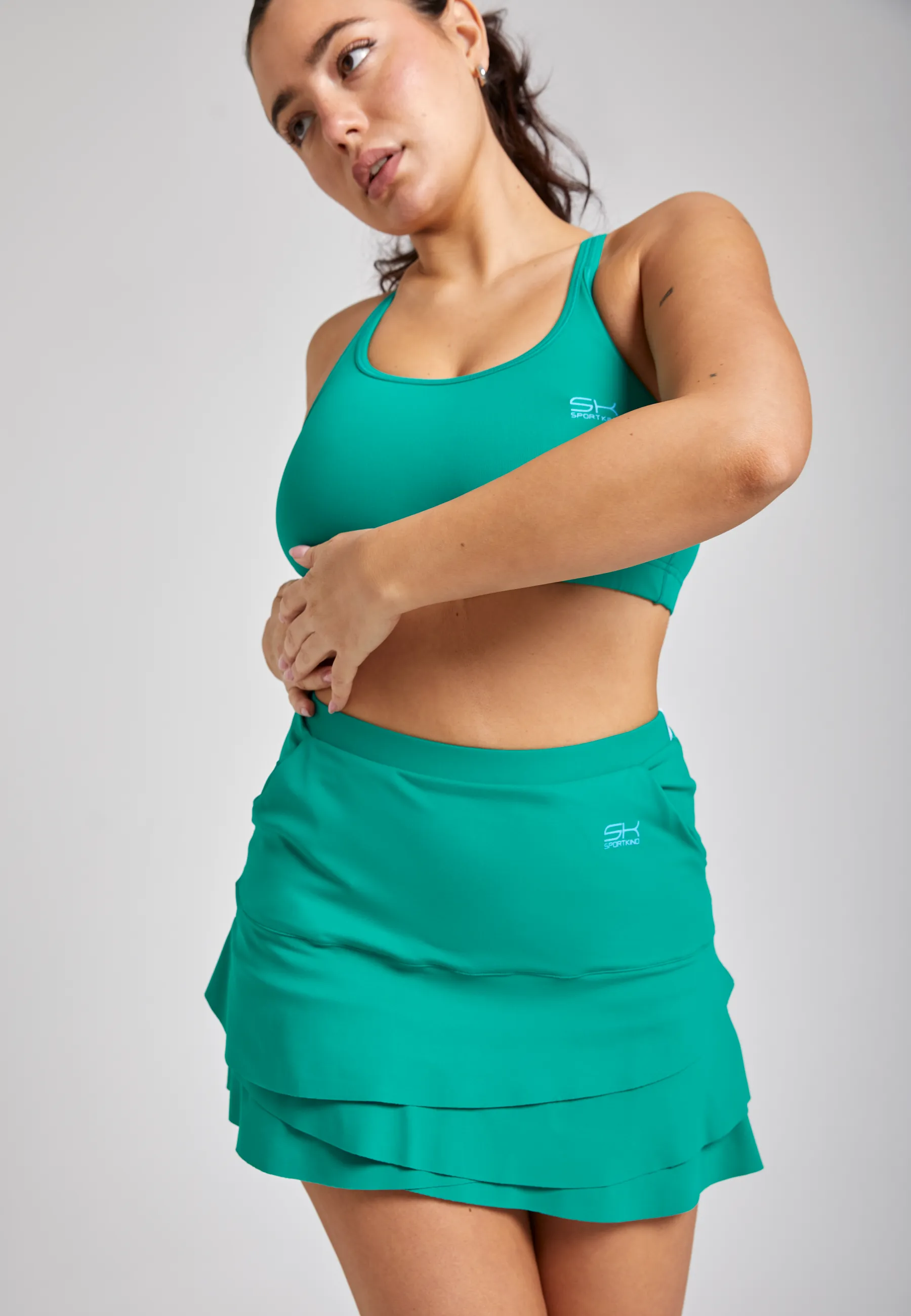 Tulip Tennis Skort with pockets, emerald green slim fit light colors