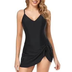 Sophisticated Waist Fit Day Ready Look European And American Fashion Pure Color Slimming Flab Hiding Push Up Dress Women's Summer  Swimsuit