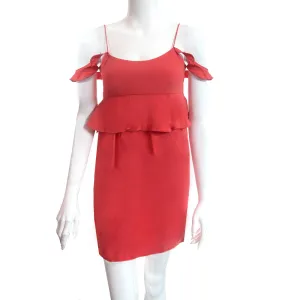Contrast-Lining Date-Night Women's Ruffled Classic Dress, Coral
