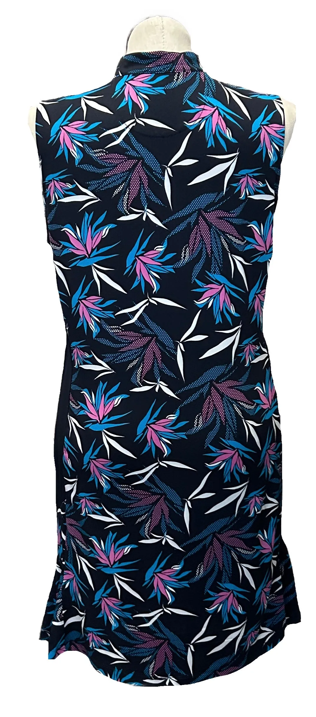 New Tail Navy, Blue & Pink Floral Patterned Women's Golf Dress Size XL Back Glow Evening Classic
