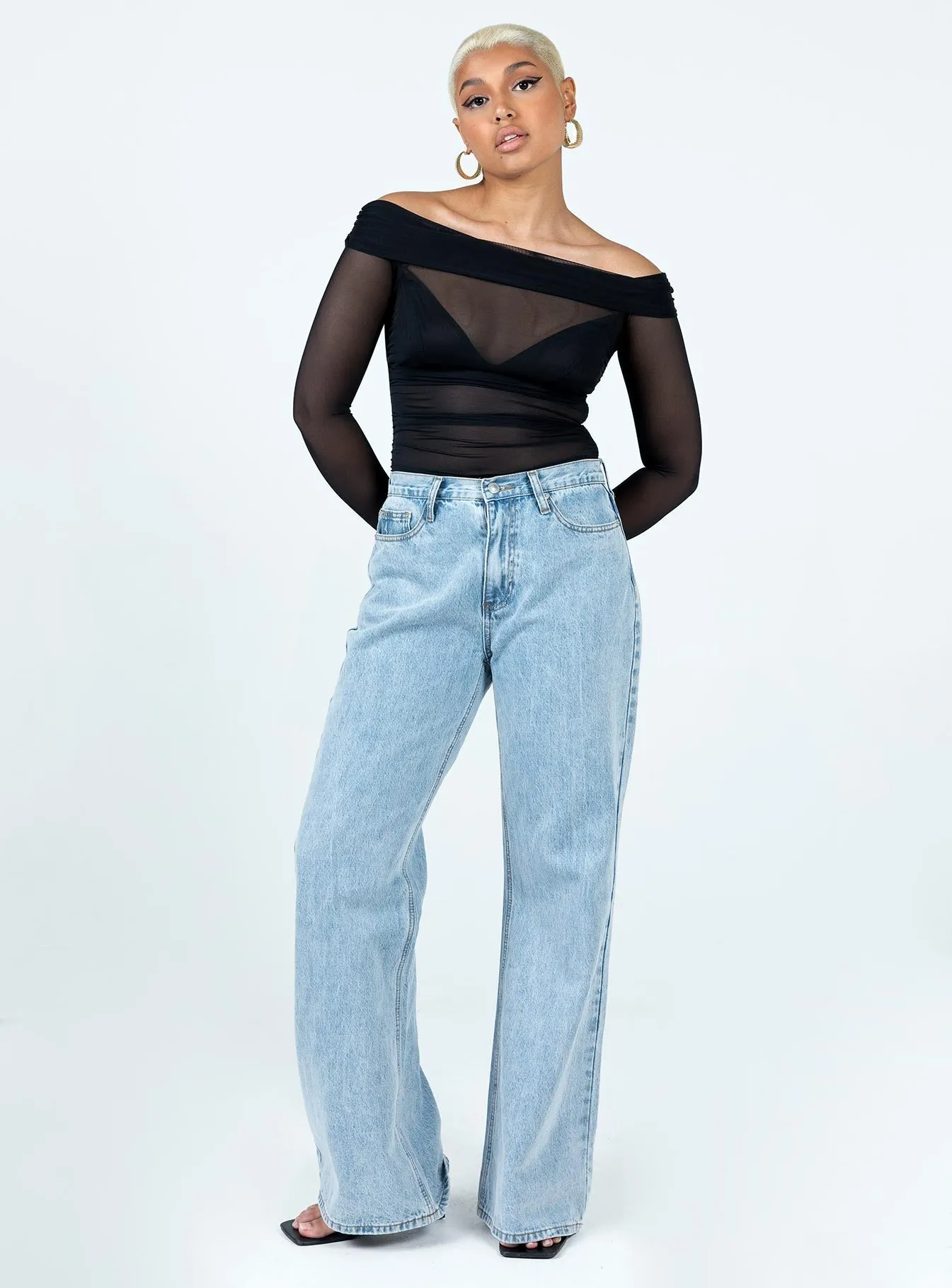 Marek Off Shoulder Bodysuit Black ladies bodysuit breathable bodysuit