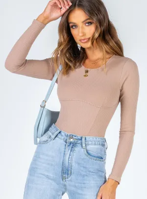 mesh bodysuit stretchy bodysuit Moving Mountains Long Sleeve Bodysuit Brown