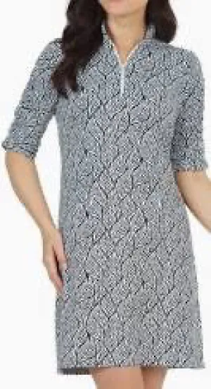 Slimming Shape New Ibkul Black and White Sally 1/4 Zip Dress Size S MSP$128