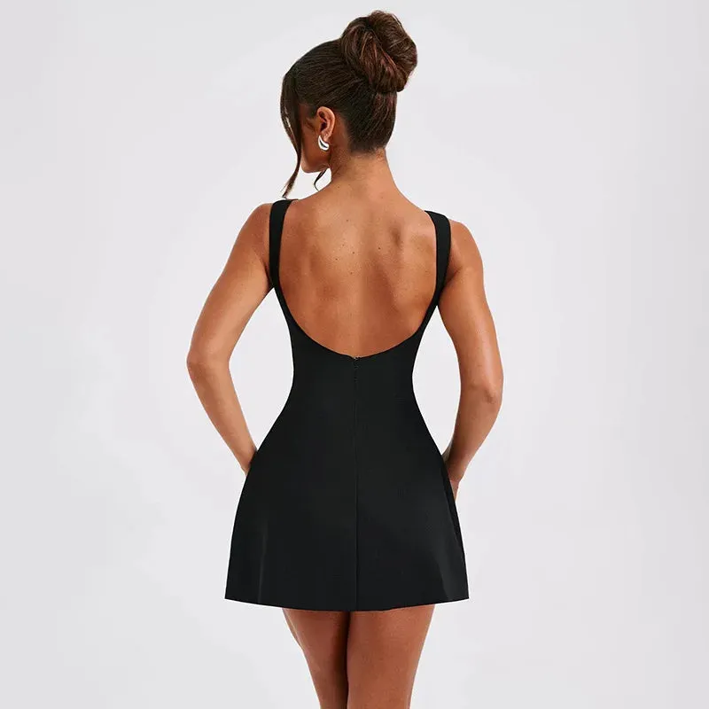 Front Ruffle Women 2024 Sexy A Line White Dress Summer Spaghetti Strap Dresses Lace up Holiday Party Mini Dress High Quality