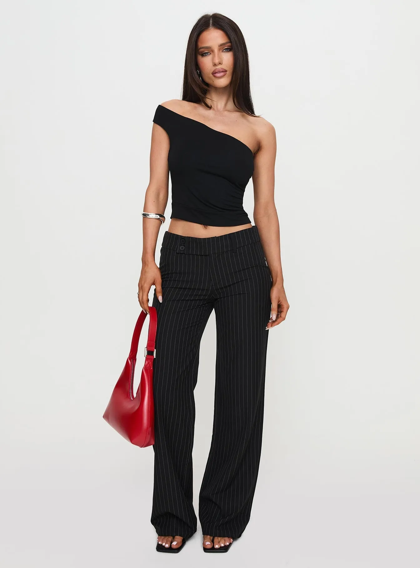 Socialista Pinstripe Pant Black Everyday Ease Slim wear