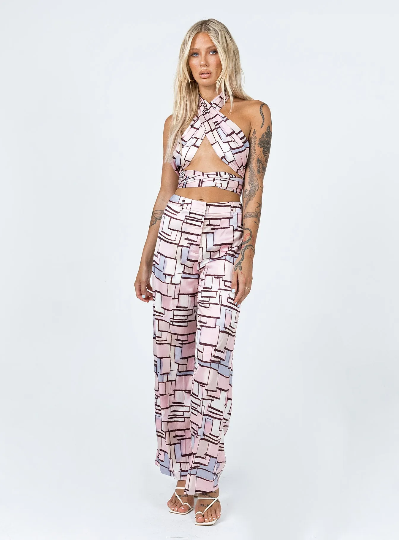 Sara Pants Pink Multi Chill Ready Trendy Vibe