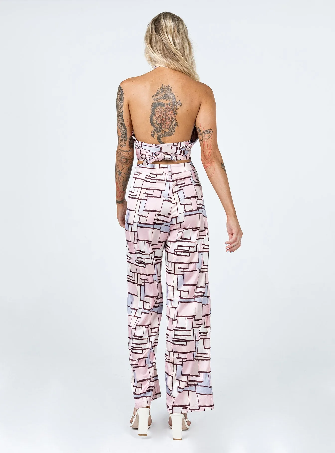 Sara Pants Pink Multi Wrinkle-Resistant