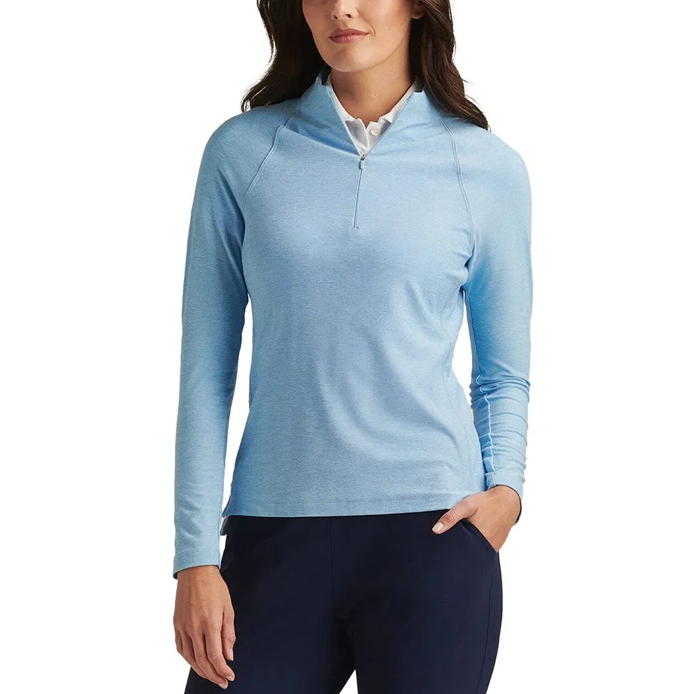 Music Mood Glass Fit Peter Millar Women's Melange Raglan Sleeve 1/4 Zip Midlayer - Bonnet
