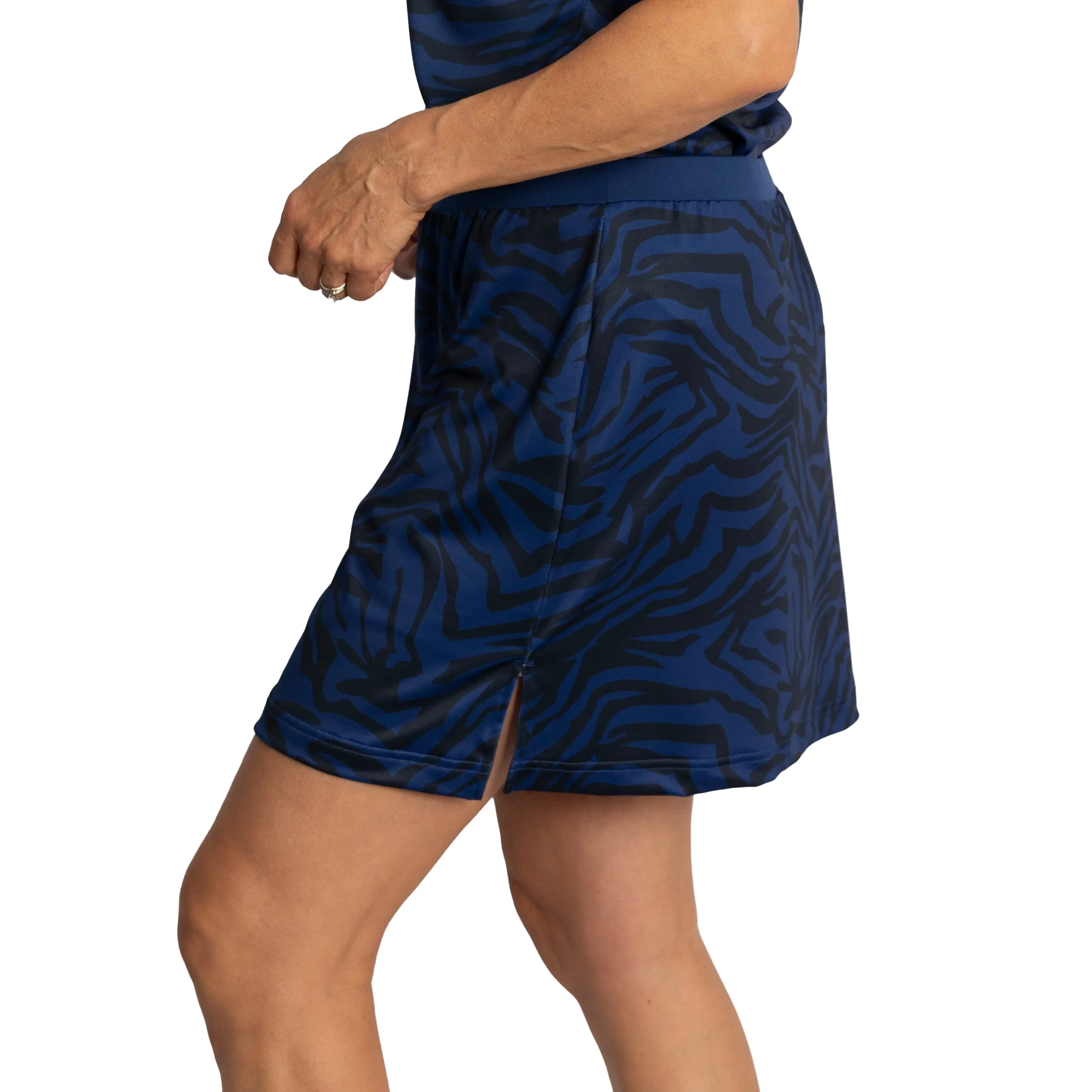 Sleek Motion Ruching Details Cross Women's Stella Golf Skort - Navy Zebra