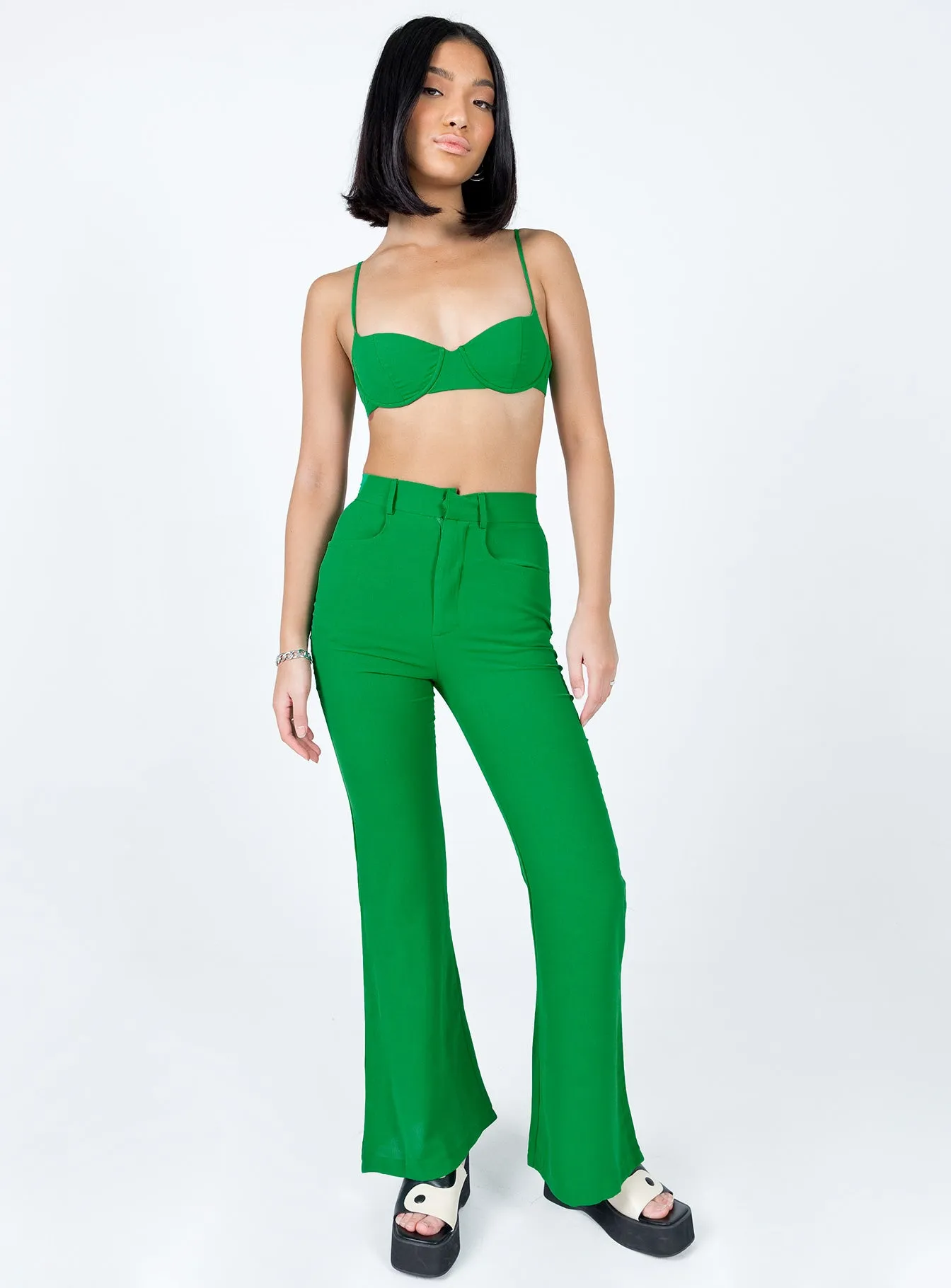 Slim Comfort Corduroy texture Elsie Set Green