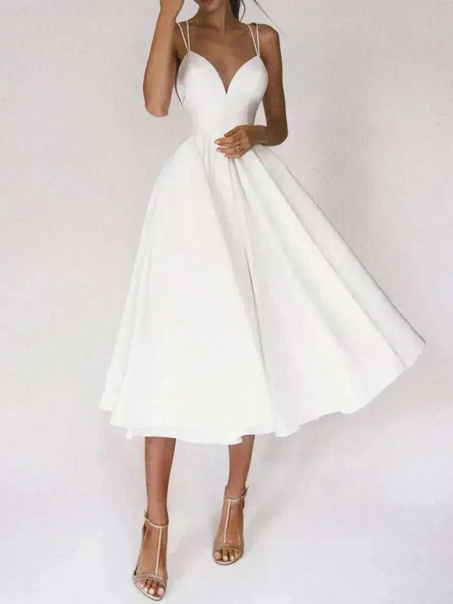 Designer-Label Contrast-Lining Charming V-neck Suspender Dress Summer Fashion A-Line Long Dresses For Women Sleeveless Skater Dress for Wedding cocktail evening  dinner party events