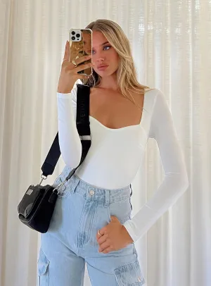 everyday bodysuit seamless bodysuit Alberta Long Sleeve Bodysuit White