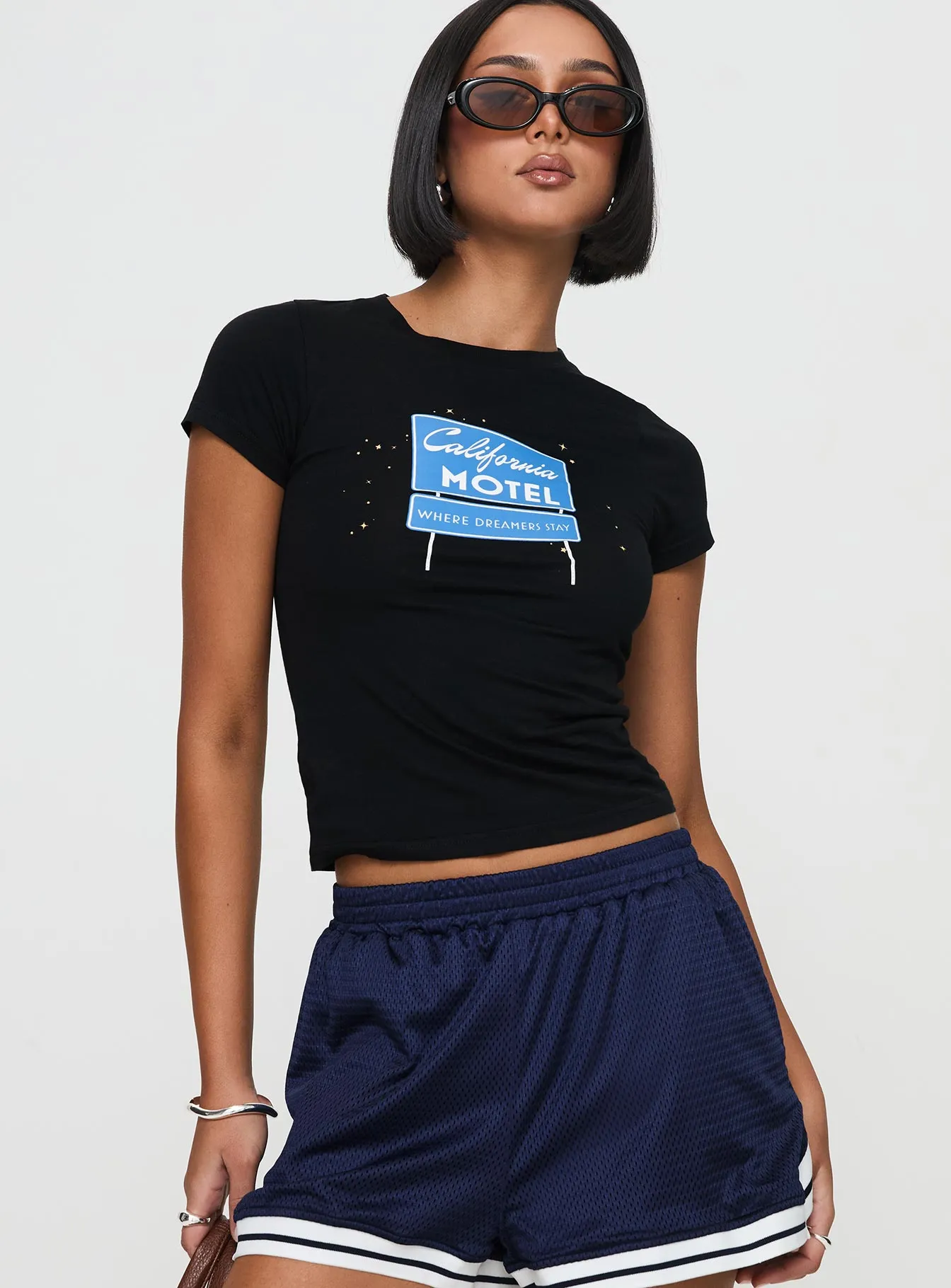 California Motel Tee Washed Charcoal Bohemian style Summer Essential