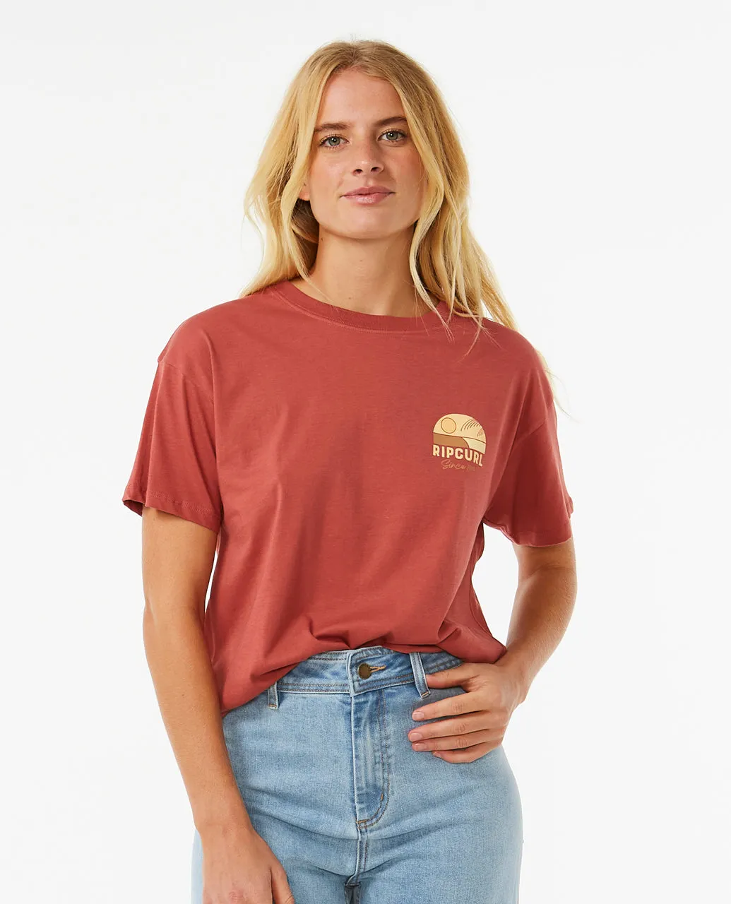 Rip Curl Womens Line Up Short Sleeve T-Shirt Active Style Trend NonIronTechnology