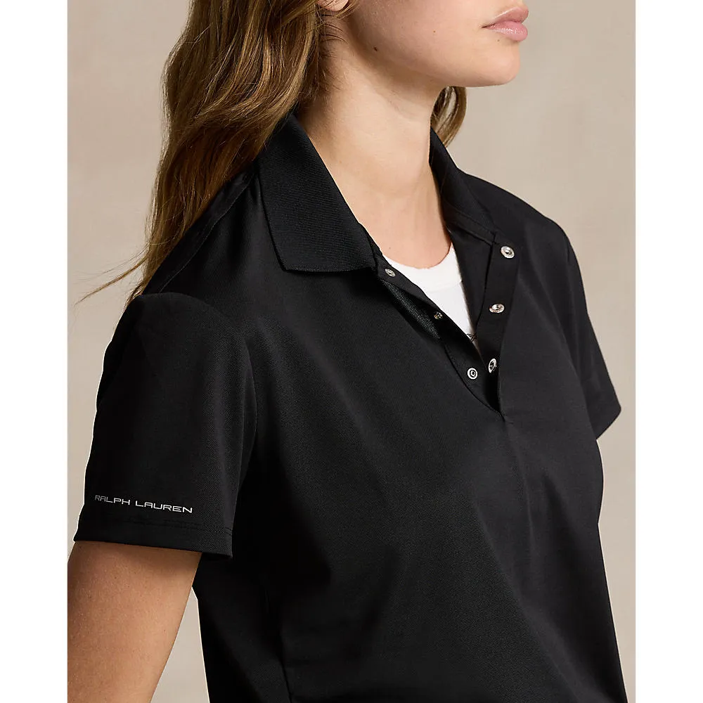 RLX Ralph Lauren Women's Tour Performance Golf Shirt - Polo Black Glitter Glow OdorControl Treatment
