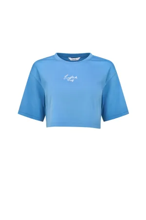 Riviera Women's Oversized Cropped Tee Casual Essential Wear Cozy Layering