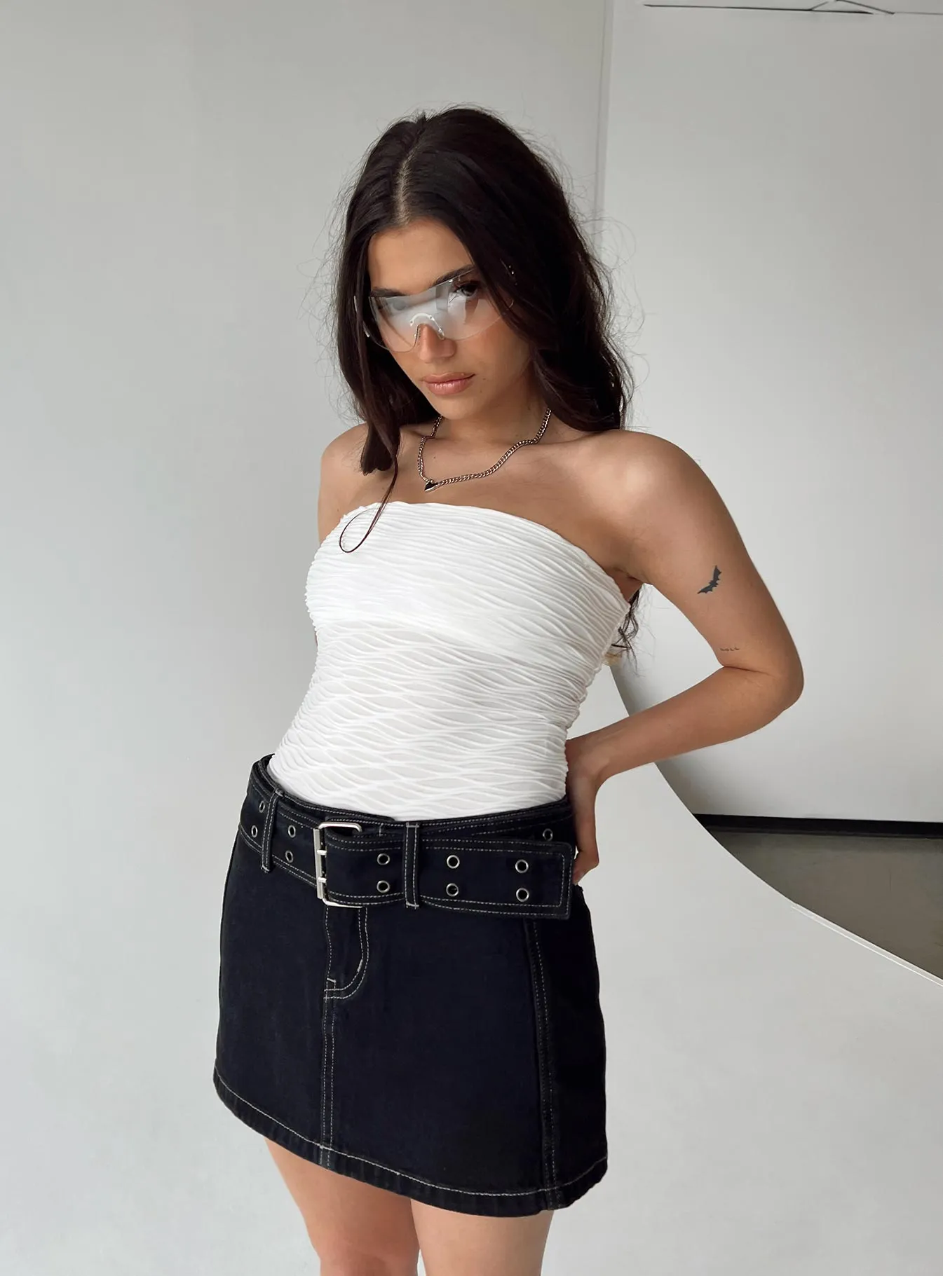 Makena Strapless Bodysuit White Petite formal bodysuit