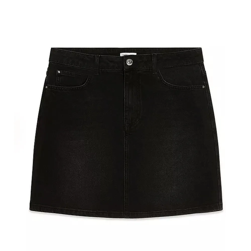 Women's Denim Plain Skirt,Black Casual Edge Seamless Edging