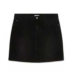 Women's Denim Plain Skirt,Black Casual Edge Seamless Edging