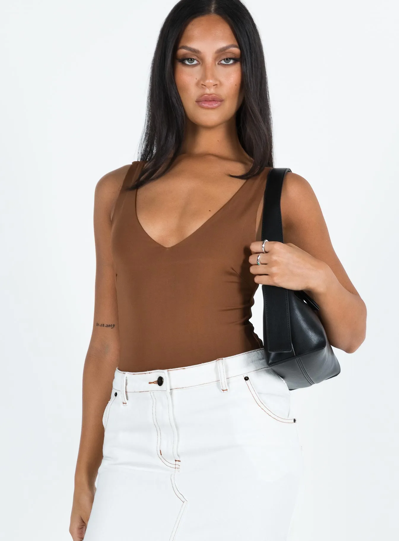 Sosie Bodysuit Brown lace mesh bodysuit streetwear bodysuit