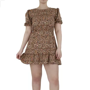 Chic Waist Women's Printed Ruffle Mini Dress,Multi