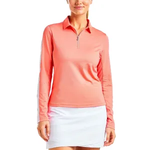Nivo Women's Nina LIVCOOL Long Sleeve Mock Neck Golf Shirt - Melon Linen Soul