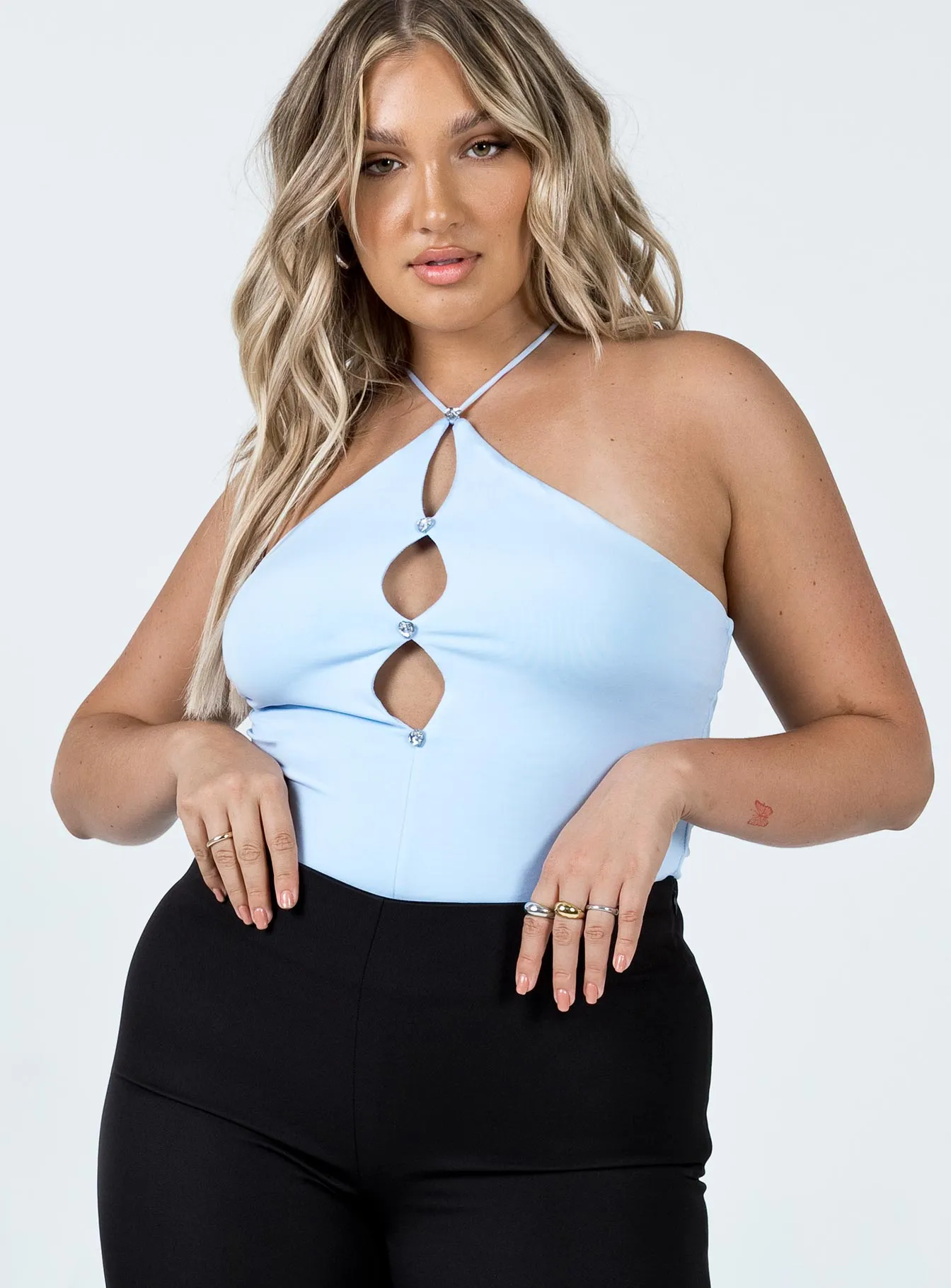 Lottie Bodysuit Blue asymmetrical bodysuit