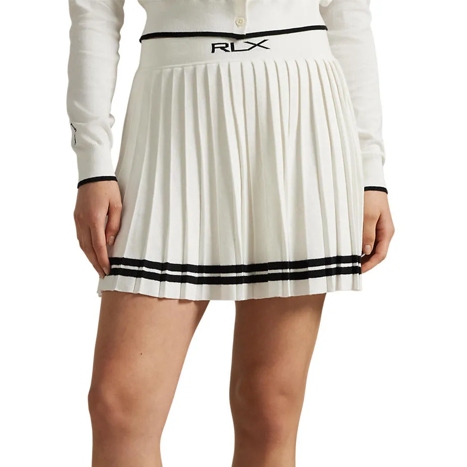 music concert Smooth Look RLX Ralph Lauren Women's Pleated Knit Golf Skirt - White Splash/Polo Black