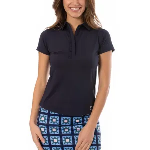 Golftini Women's Ruffle Golf Polo Shirt - Navy ChafeResistant Seams Family Style